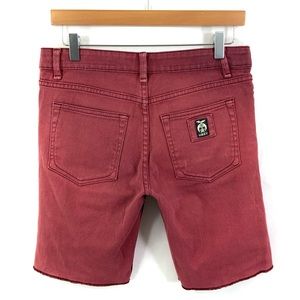 OBEY Raw Hem Jean Shorts Denim Shorts Maroon i29